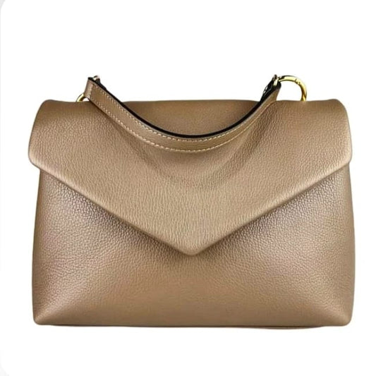 Soda - handbag with genuine leather shoulder strap - Mud