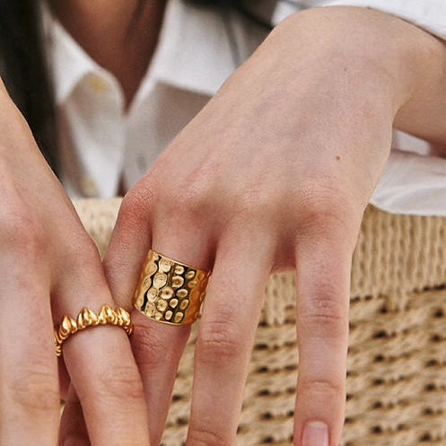 SODABIJOUX - Anello martellato regolabile Oro