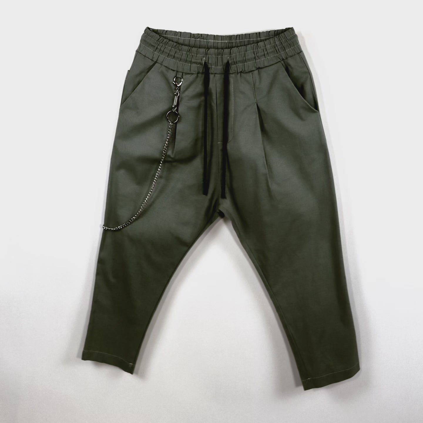 LIBERTY - pantalone pinces e catena - verde militare