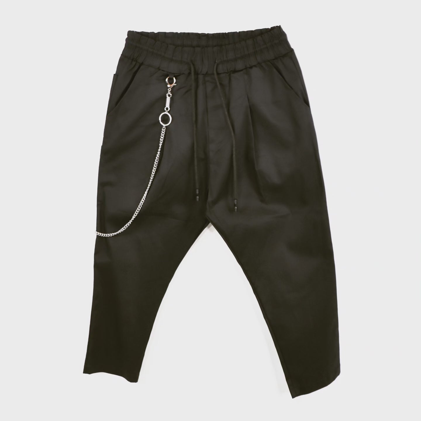 LIBERTY - pantalone pinces e catena - nero