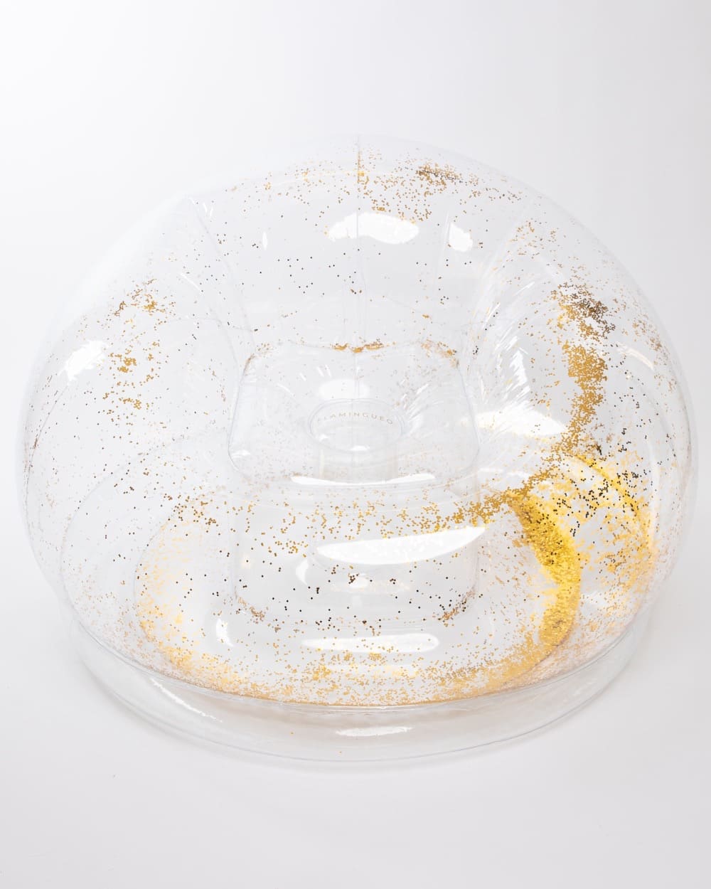 FLAMOGUEO - Inflatable puff with gold glitter - BRILLI DORADO