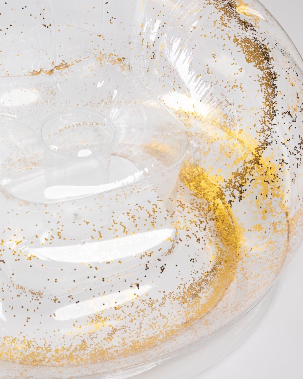 FLAMOGUEO - Inflatable puff with gold glitter - BRILLI DORADO