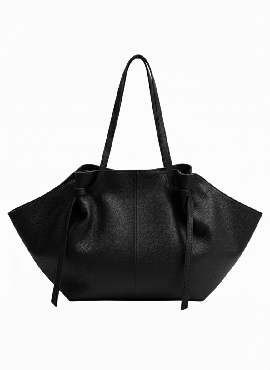 Borsa a spalla in vera pelle - nera