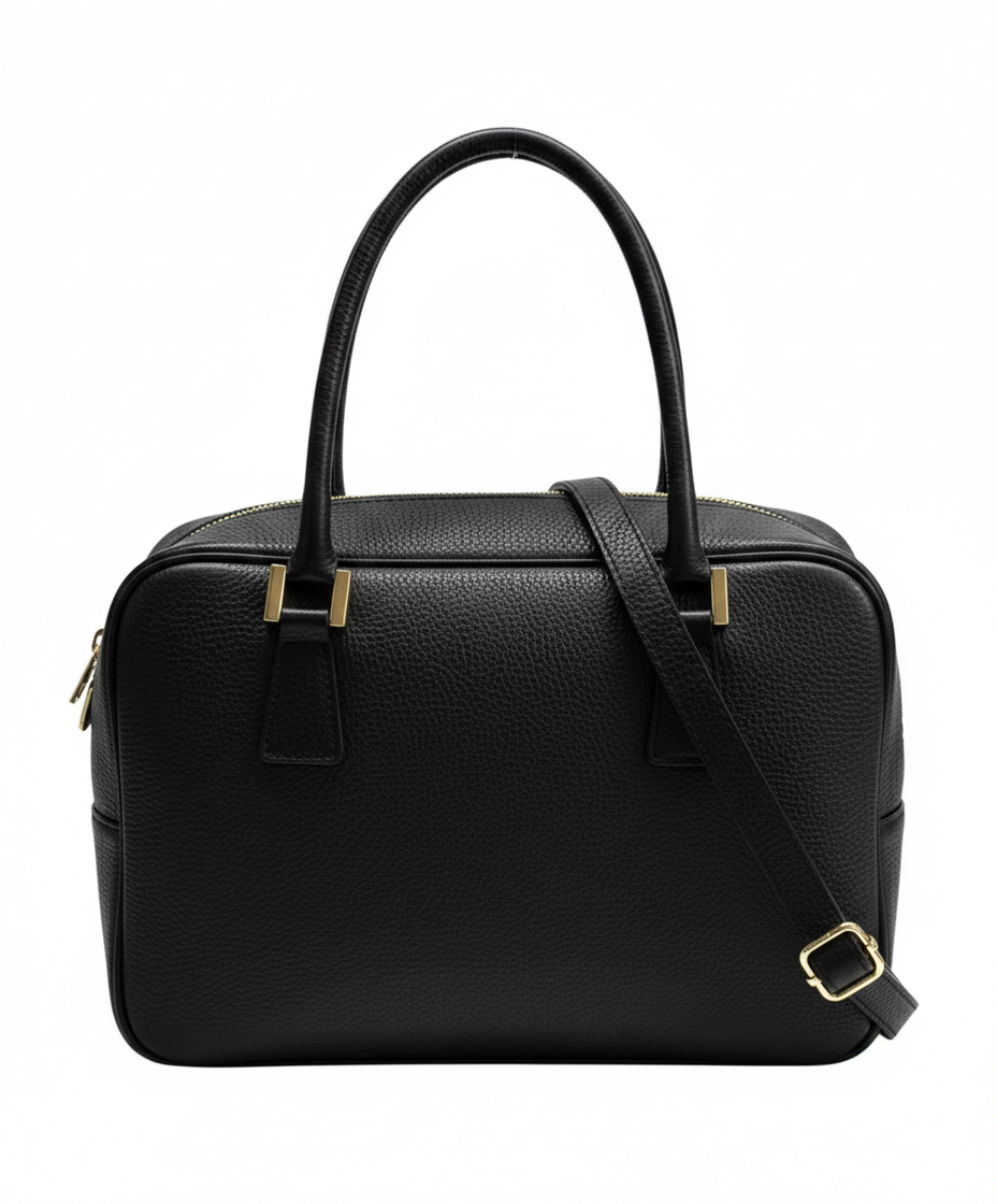 Borsa bauletto miu a spalla e tracolla vera pelle - nera