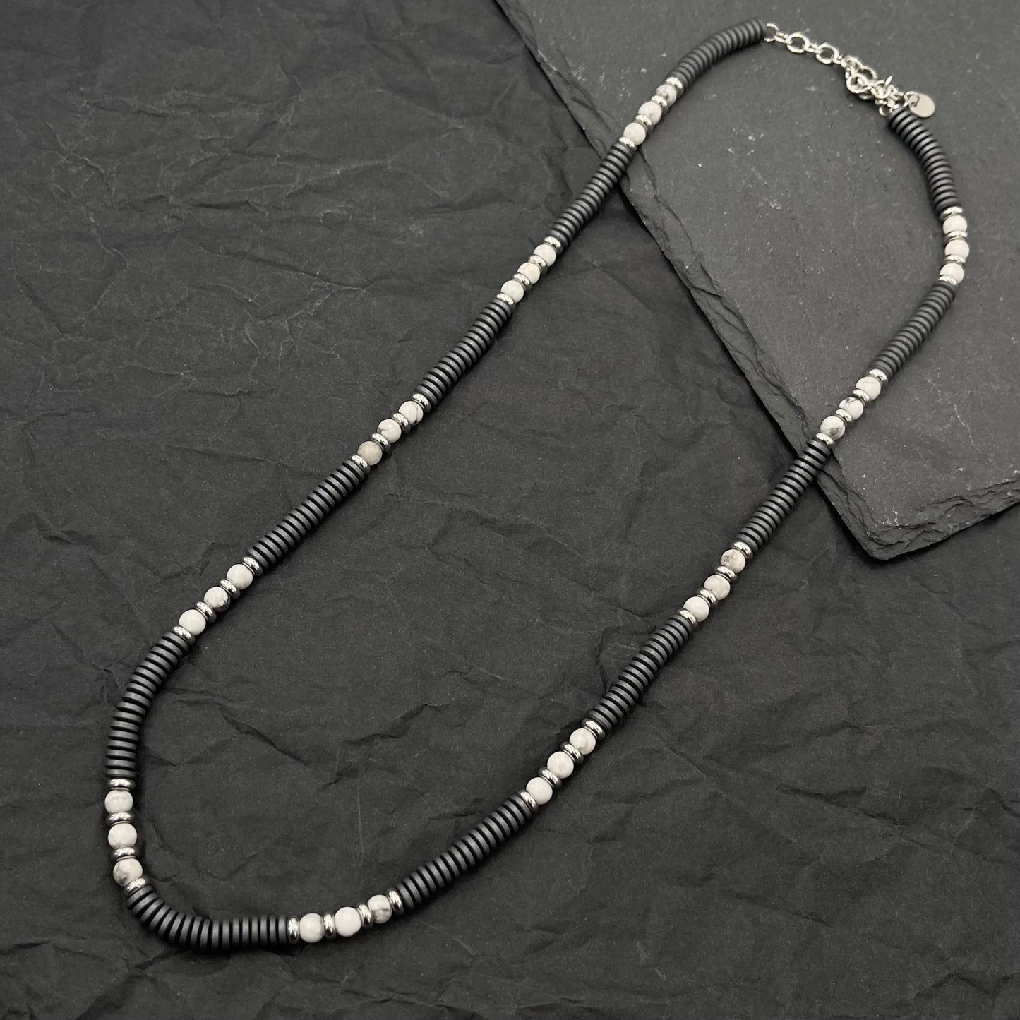 Soda - collana Uomo pietre dure e dischetti ionite 6 mm