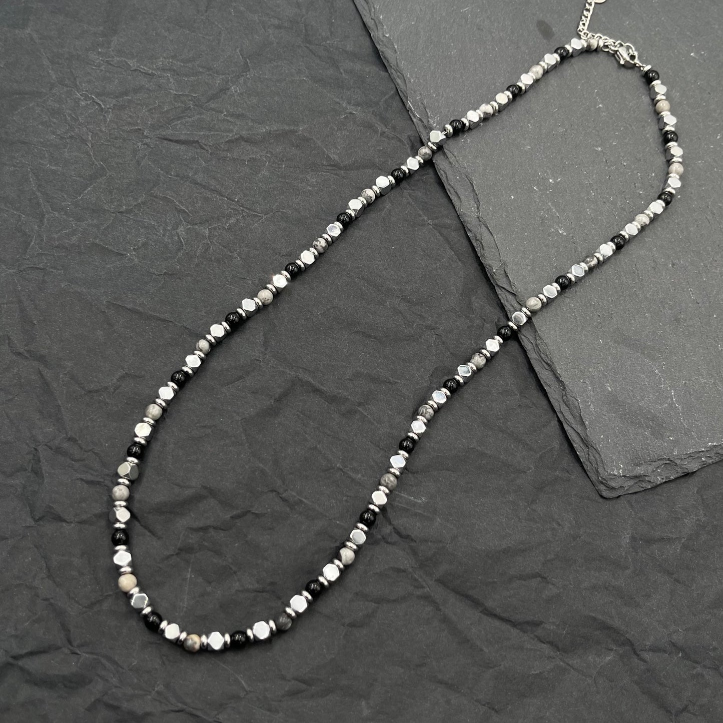 Soda - collana Uomo pietre dure e acciaio 6 mm