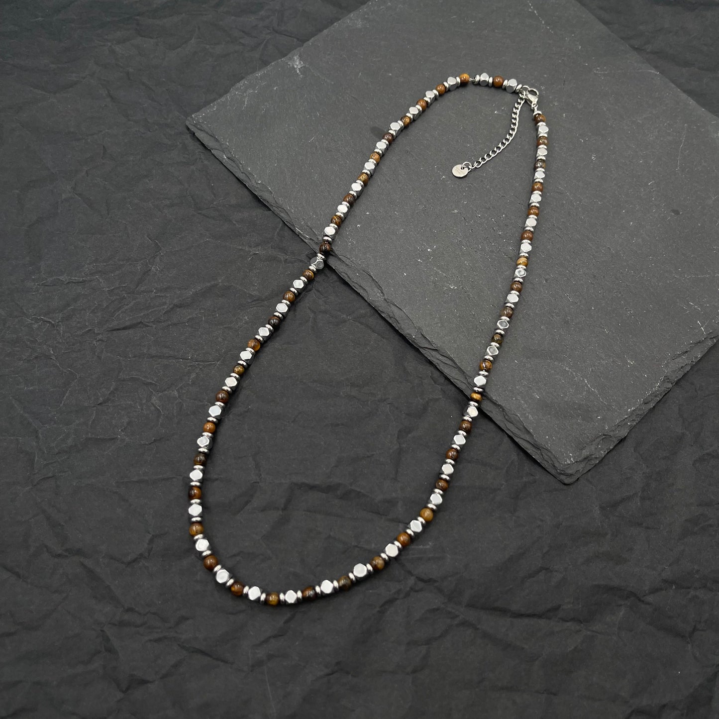 Soda - collana Uomo pietre dure e acciaio 6 mm