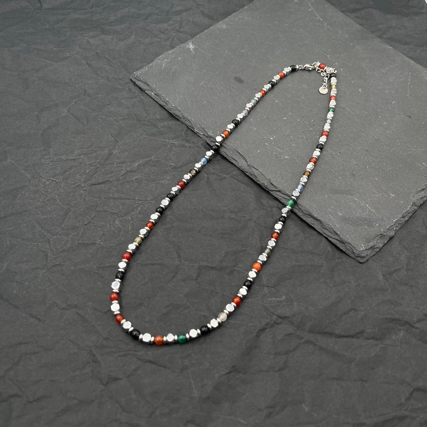 Soda - collana Uomo pietre dure e acciaio 6 mm