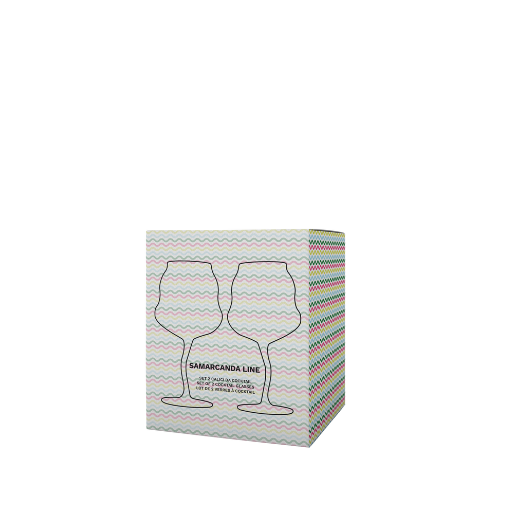 Set 2 pz. Calici da Cocktail in vetro Samarcanda WD Lifestyle - Bianco e Verde / Rosa e Viola
