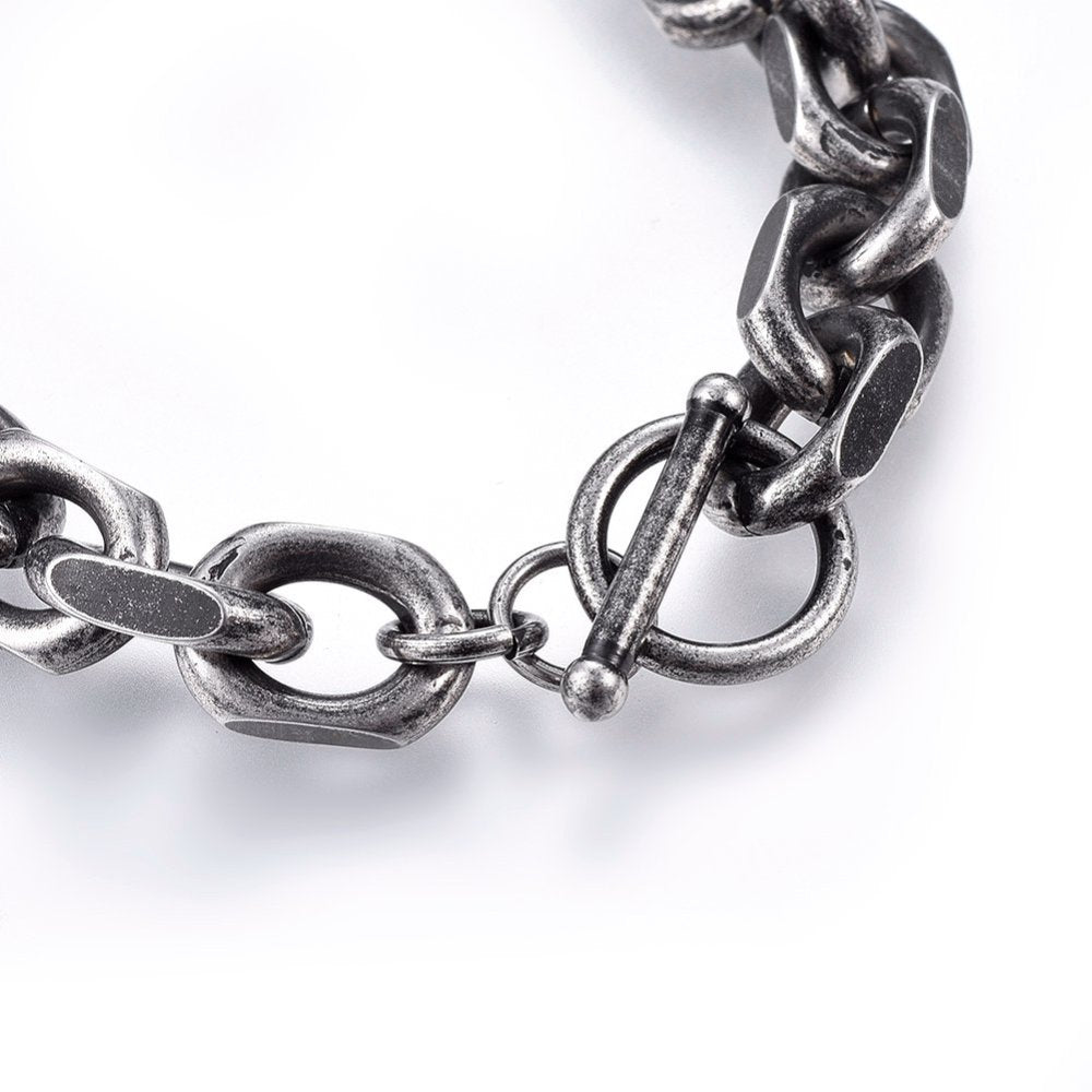 SODA - Bracciale maglia ossidata t-bar 10mm