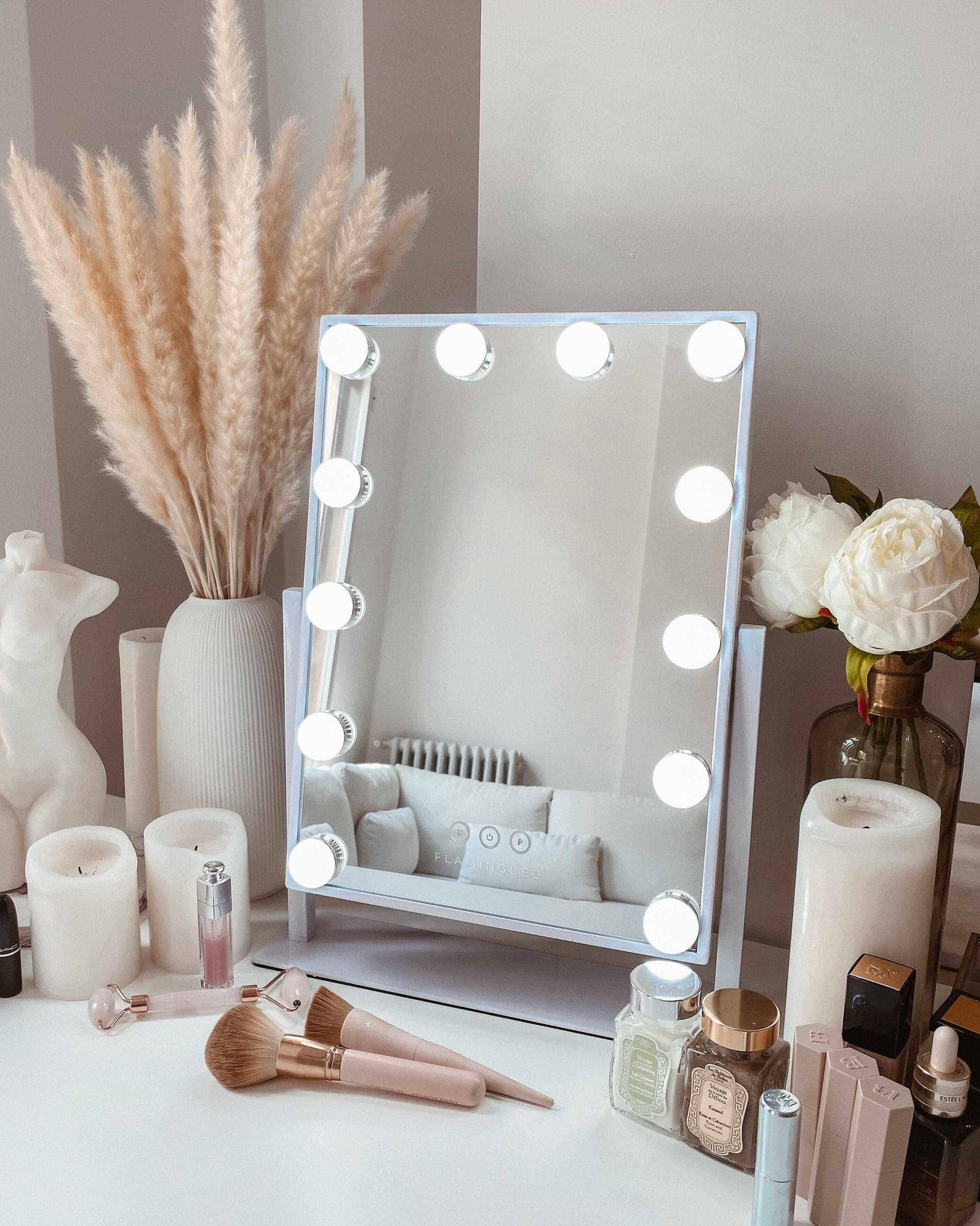 FLAMOGUEO - Specchio per il trucco in stile hollywoodiano con luci a led regolabili - KHLOE