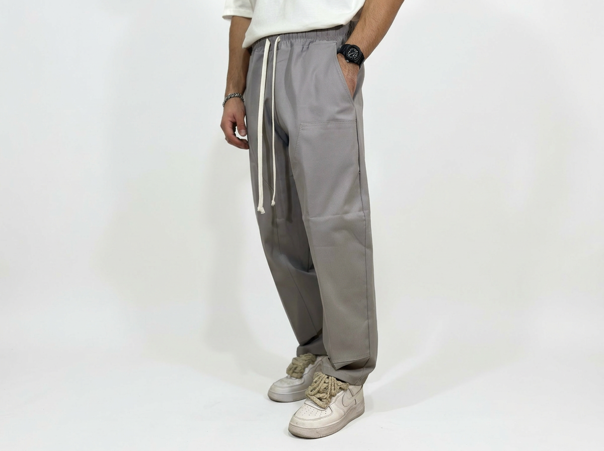 SODA - pantalone double knee wide leg - grigio