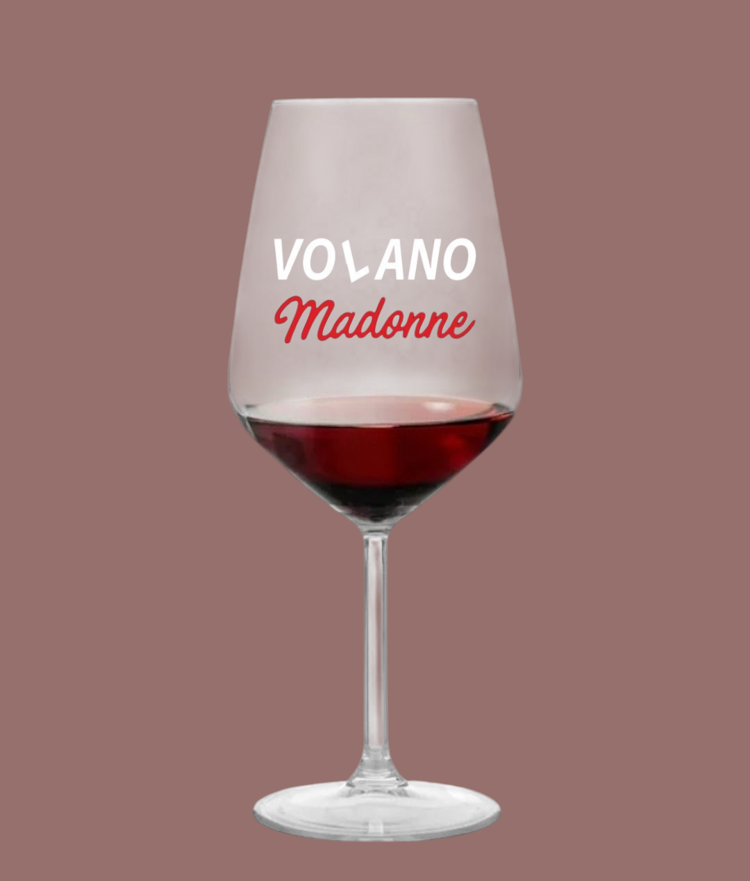 Calice da vino scritta divertente "volano madonne" Bianco