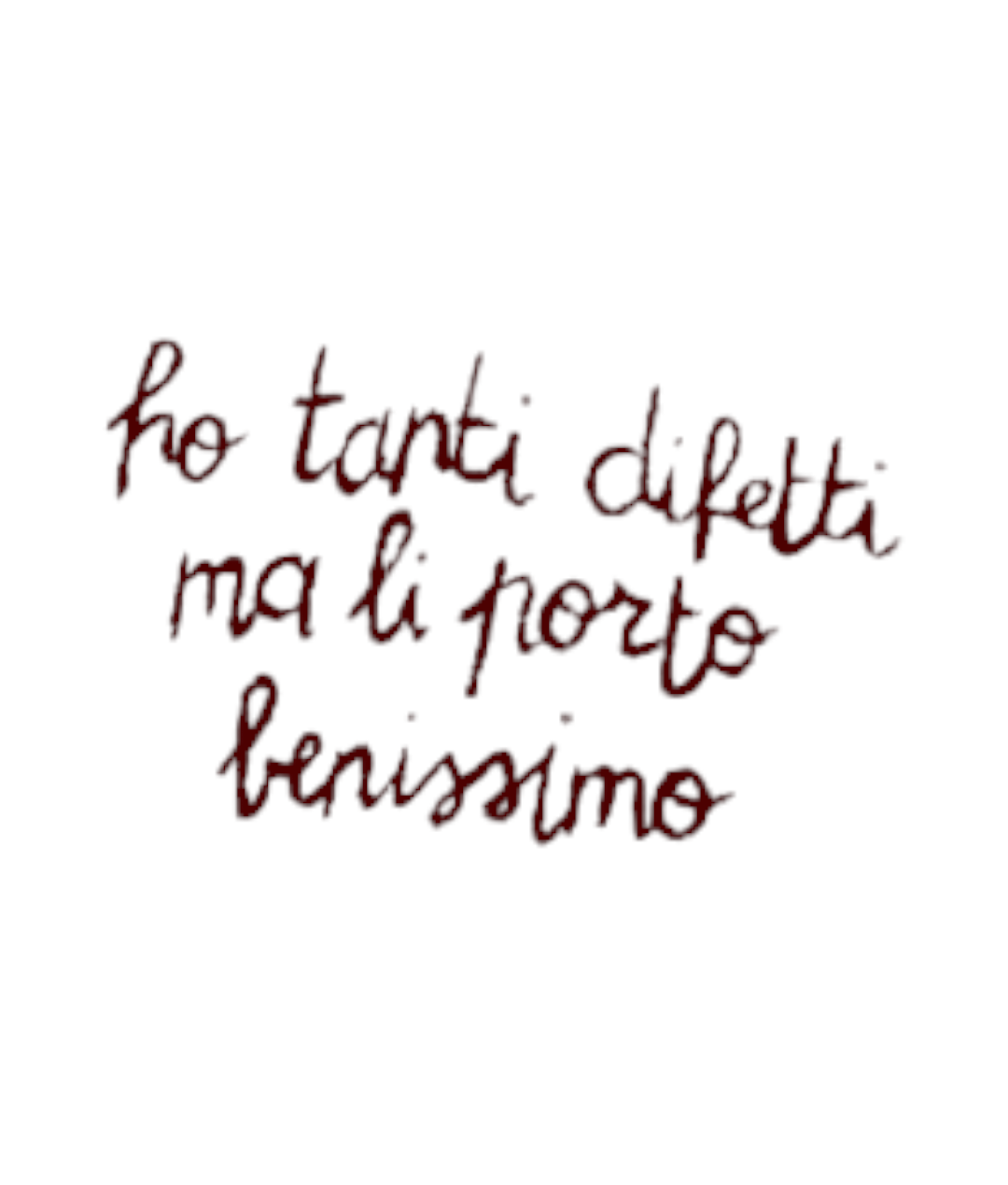 Calice da vino scritta divertente "ho tanti difetti ma li porto benissimo" rosso