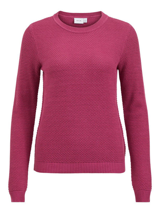 Vila - TEXTURE KNITTED PULLOVER MAGENTA