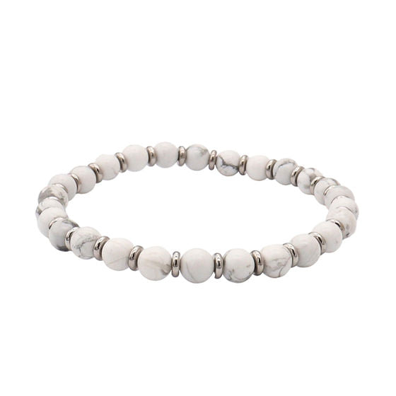 Soda - Bracciale stretch pietre dure 6 mm - Agata bianca del Botswana