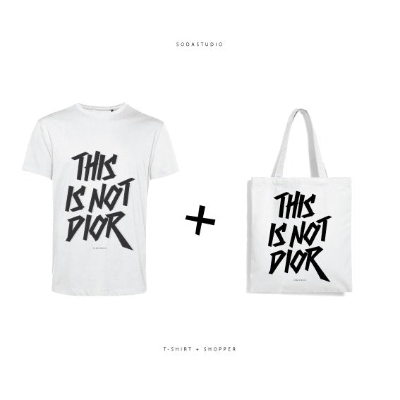 SODA - t-shirt + shopper this is not - Bianco
