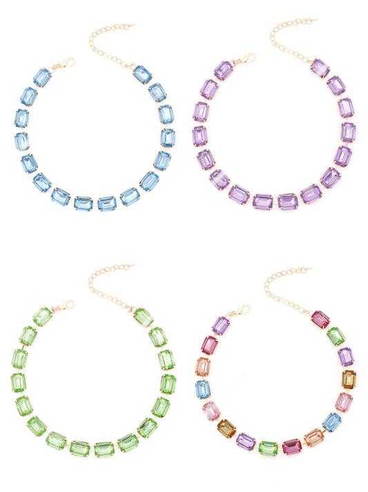 SODABIJOUX - steel necklace and large square zircons