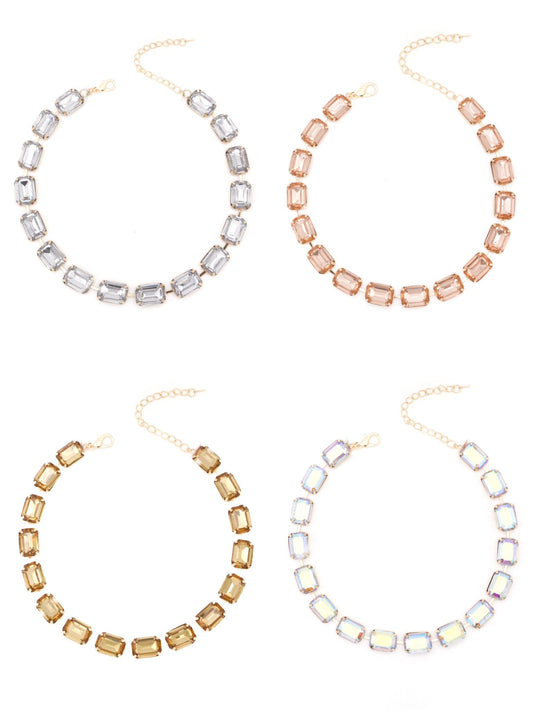 SODABIJOUX - steel necklace and large square zircons