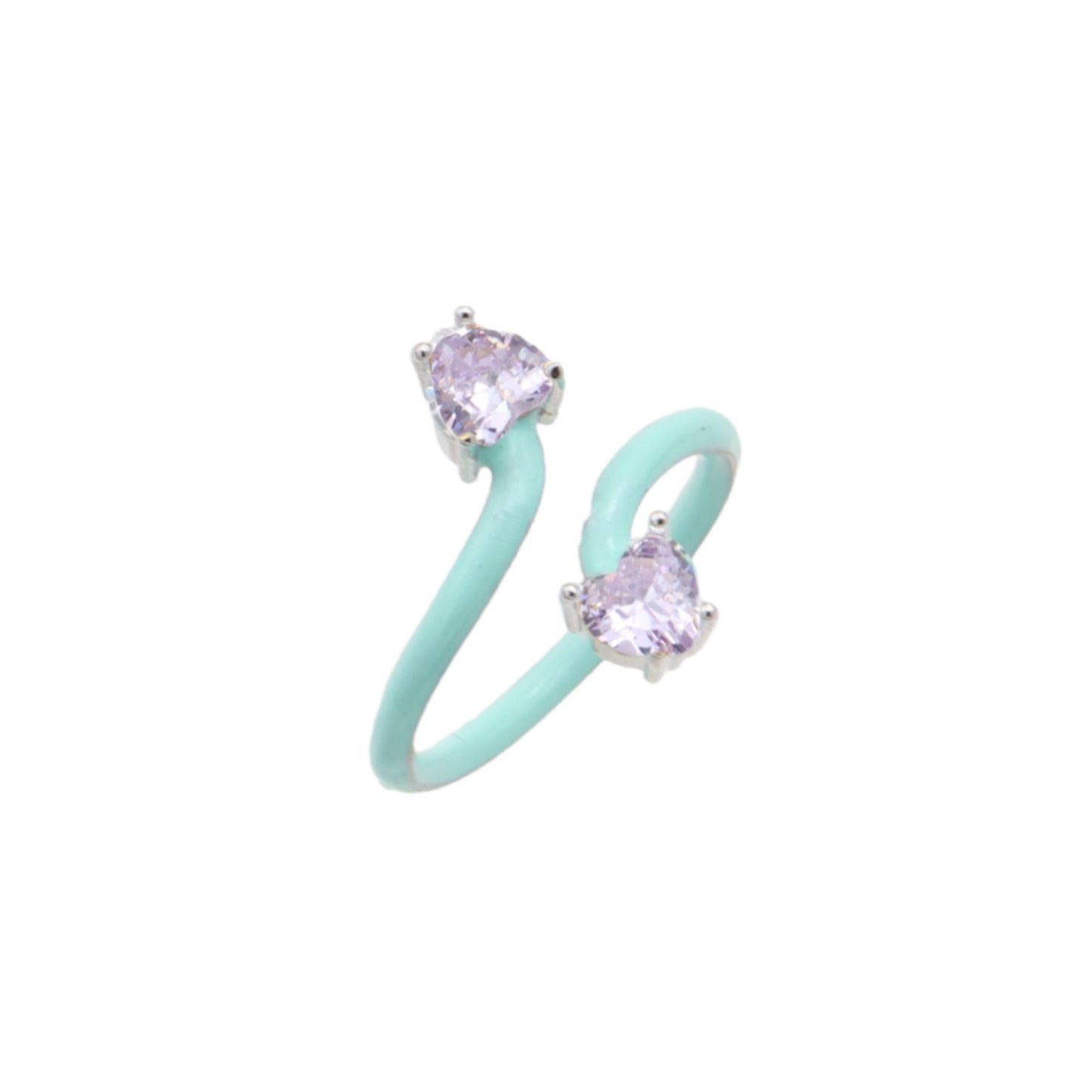 SODABIJOUX - Anello Parade due zirconi color - Acciaio e Argento regolabile