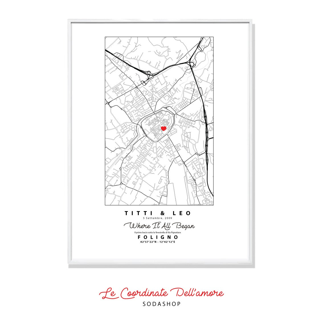 SODA - Poster con cornice Le Coordinate Dell'amore