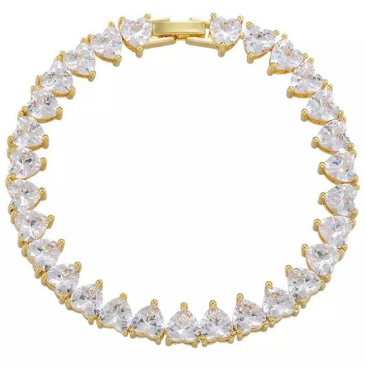 SODABIJOUX - gold galvanic steel bracelets with zircons - Heart