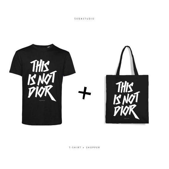 SODA - t-shirt + shopper this is not - nero