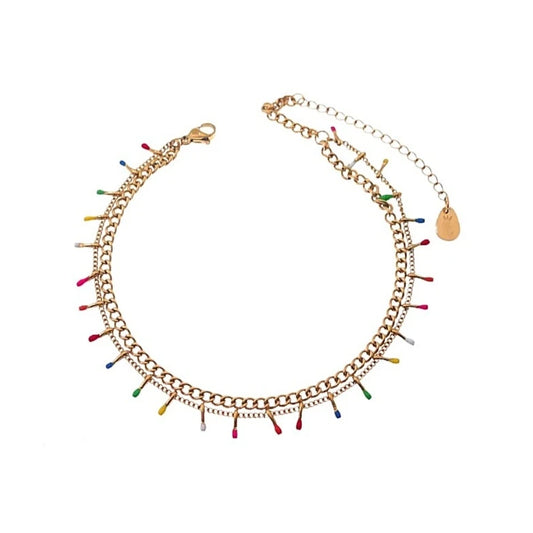 SODABIJOUX - steel anklet - Gold Enamel