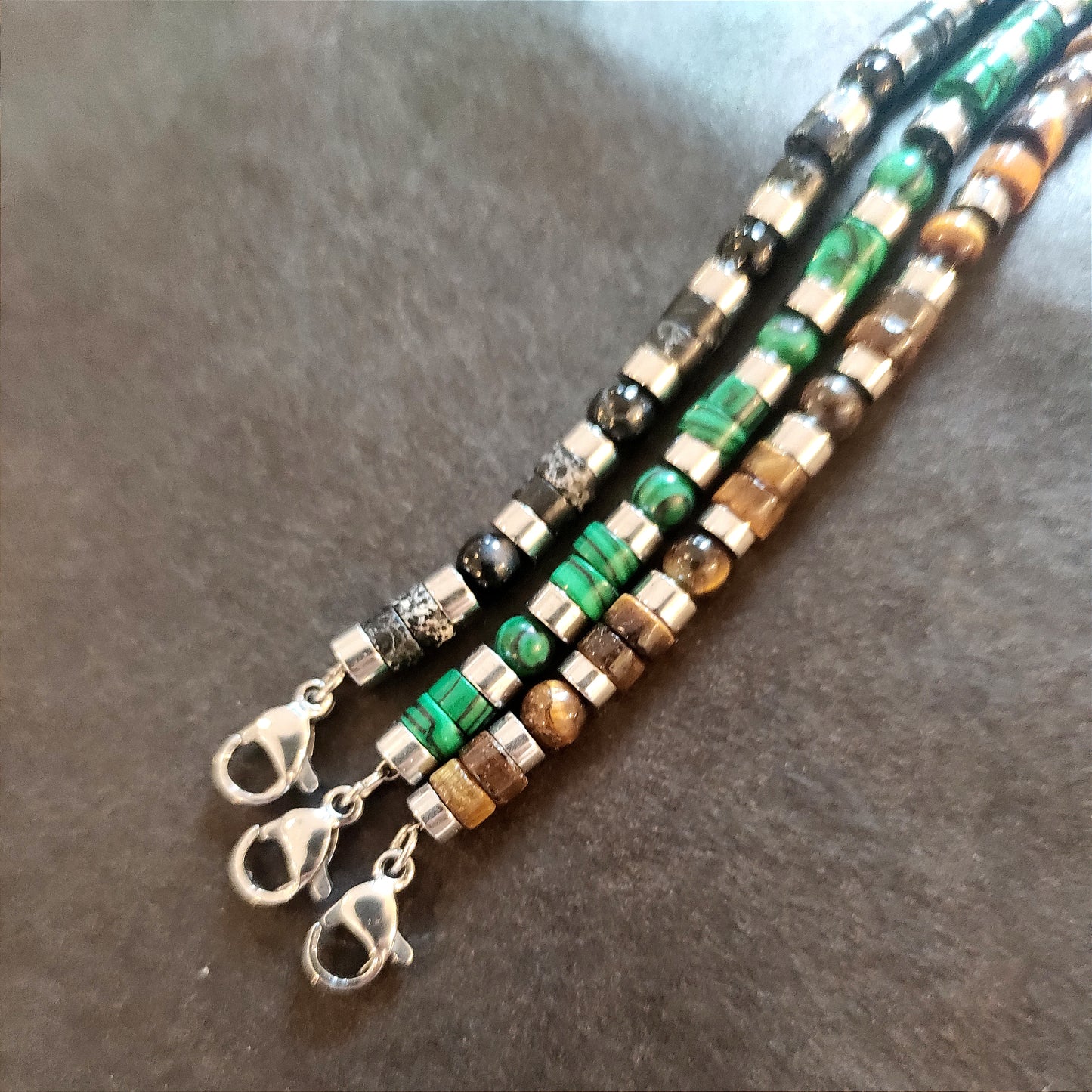 SODA - Bracciale Uomo dischetti pietre dure 6 mm