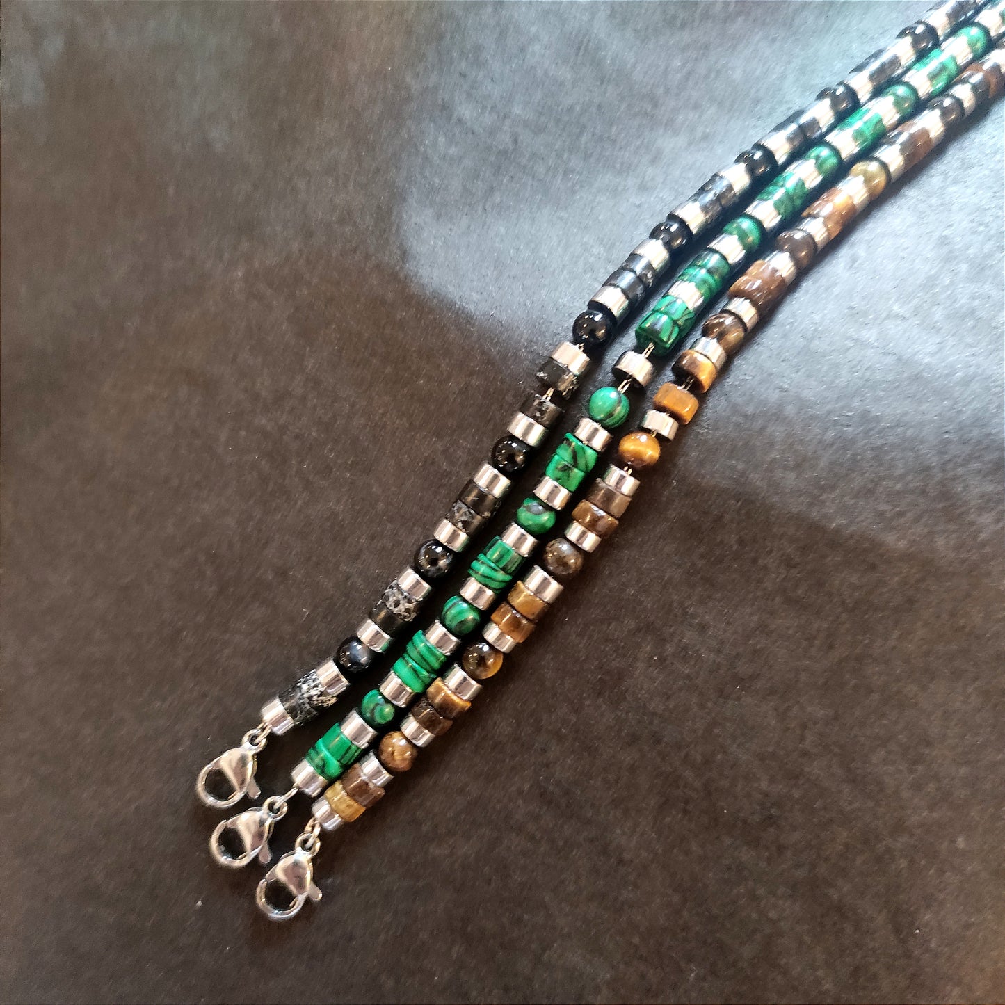 SODA - Bracciale Uomo dischetti pietre dure 6 mm