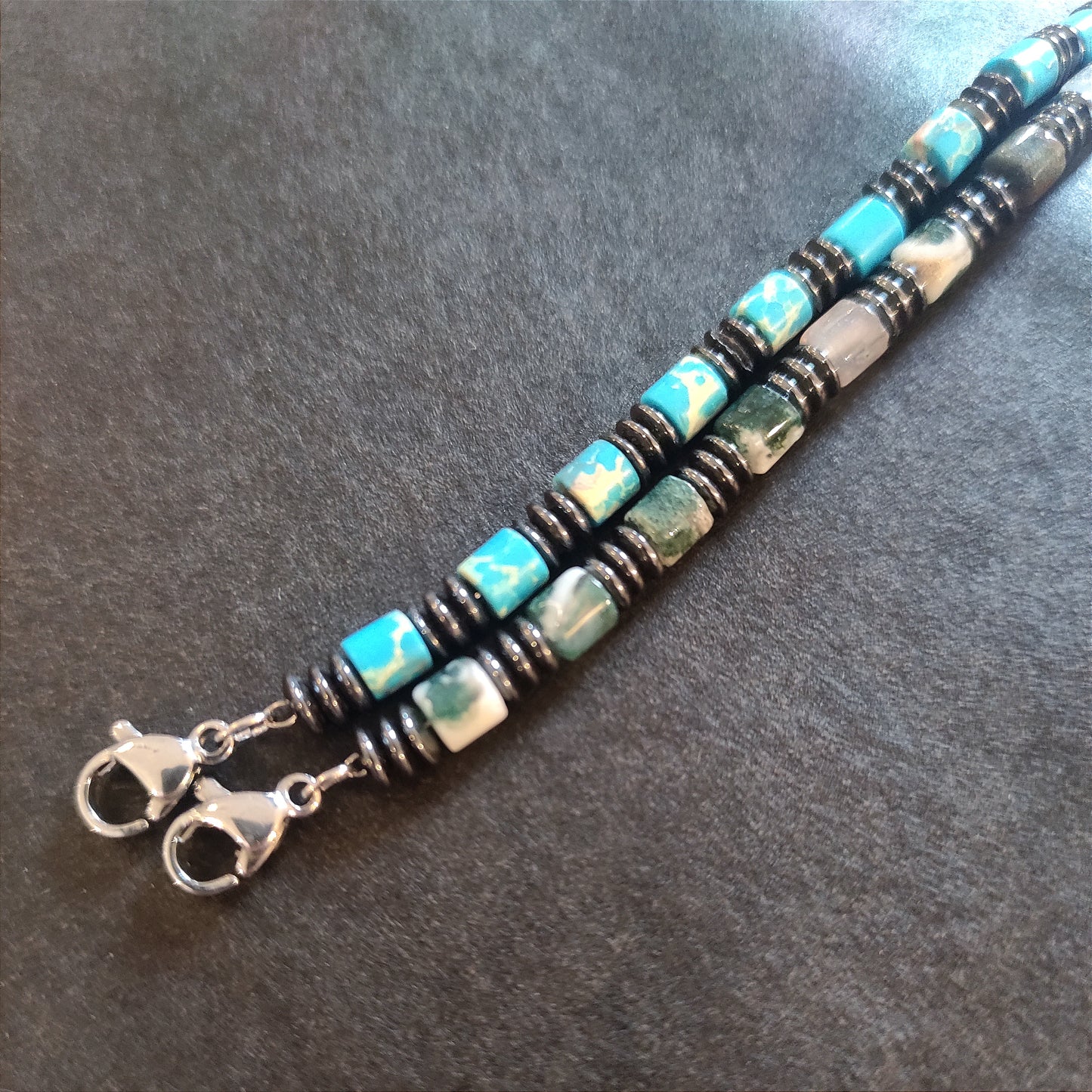 SODA - Bracciale Uomo cilindri pietre dure 6 mm