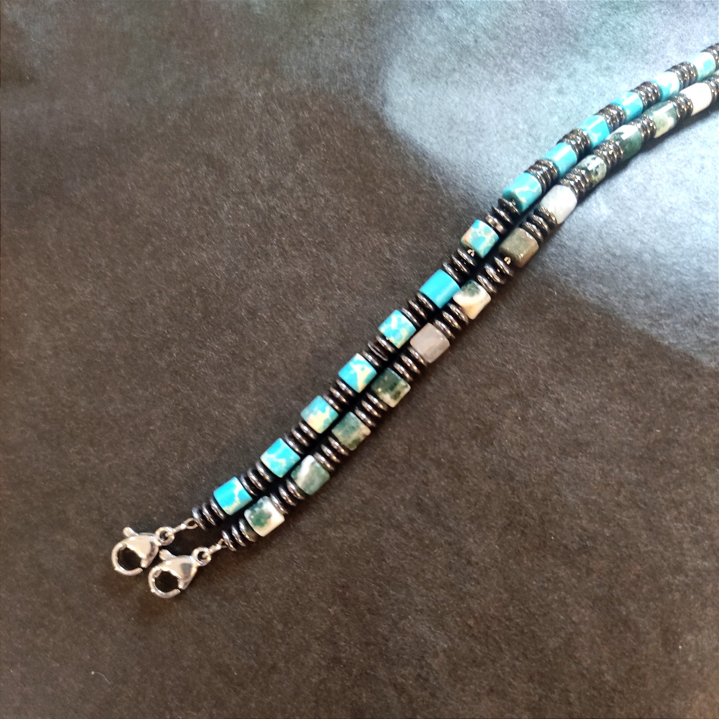 SODA - Bracciale Uomo cilindri pietre dure 6 mm