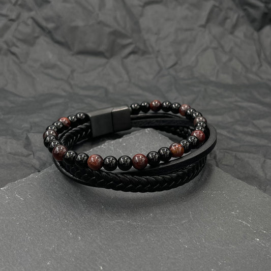 SODA - Four-strand men's bracelet - Bordeaux
