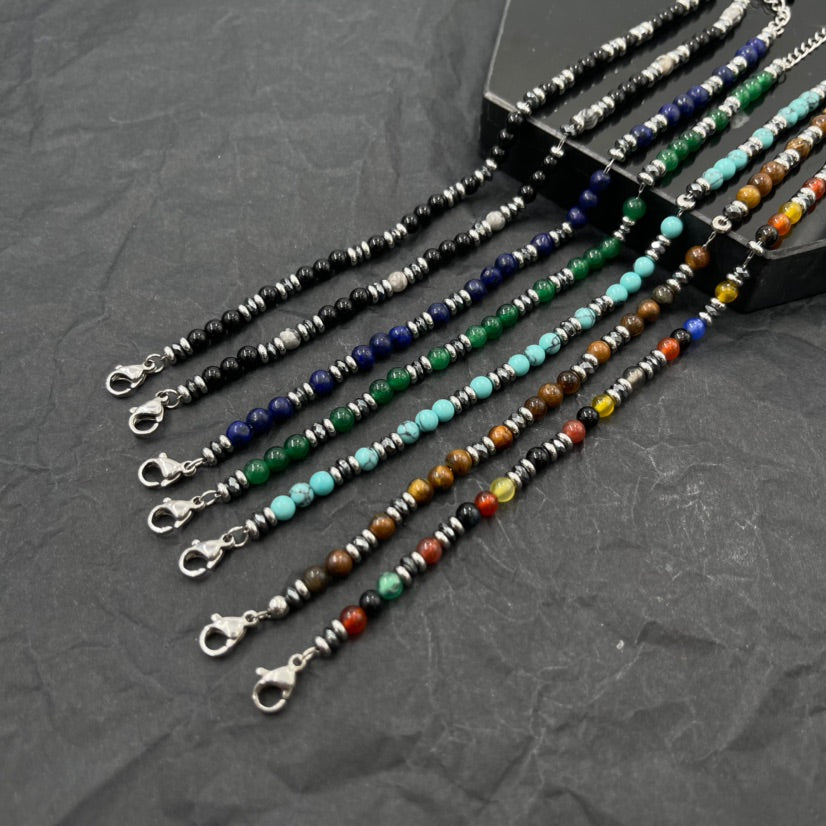 Soda - Bracciale Uomo pietre dure cilindri 4 mm