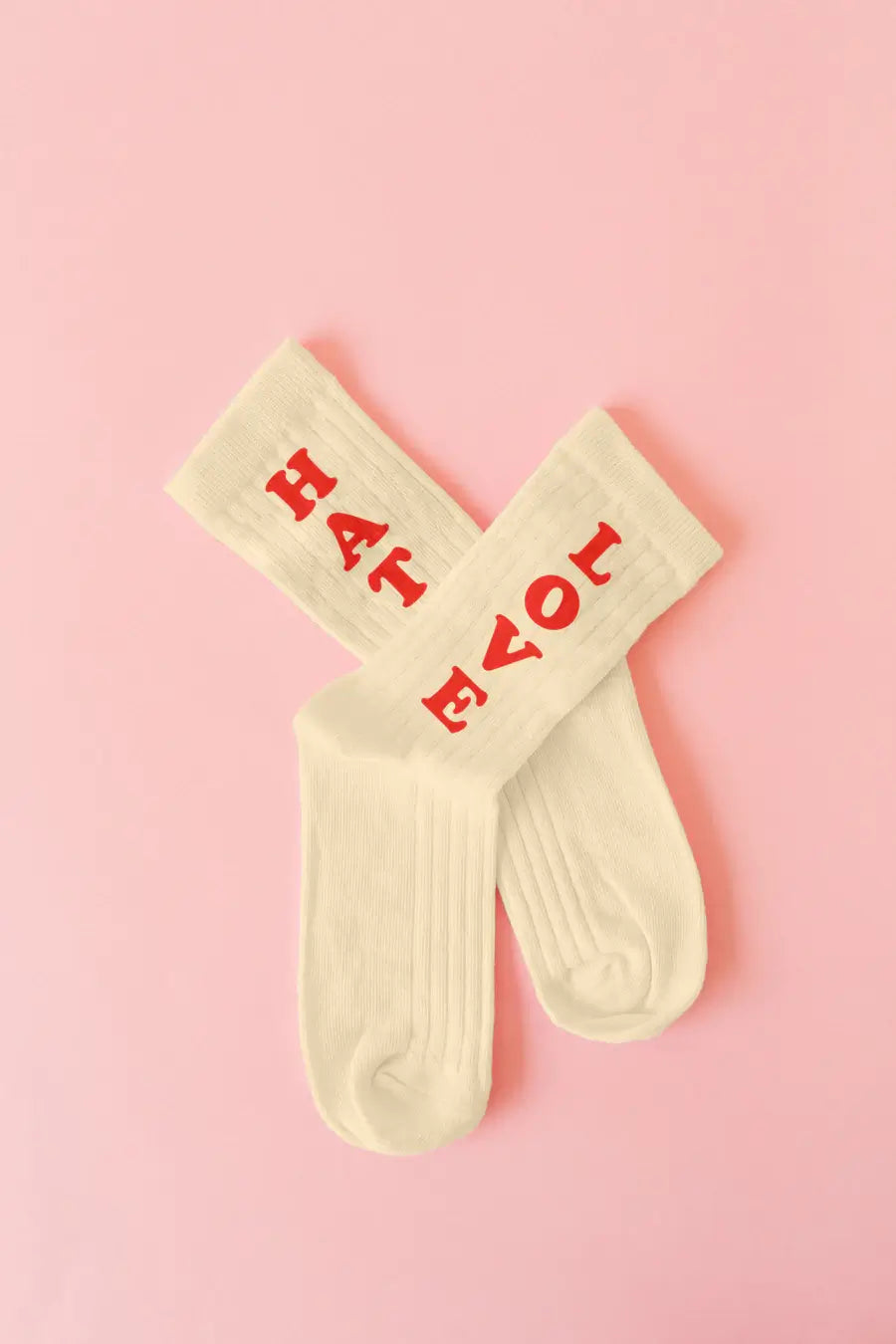 Fisura - Unisex socks "Love & Hate" Beige