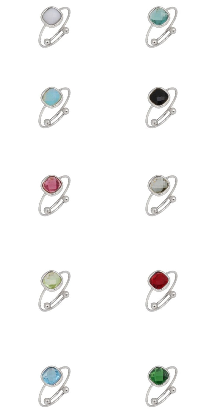 SODA - Anello pietra colorata regolabile acciaio