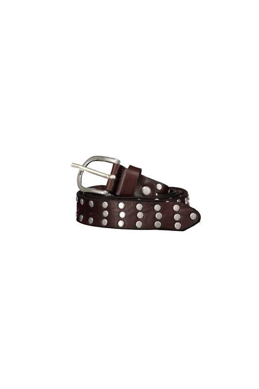 SODA - 25 mm genuine leather studded belt - dark brown