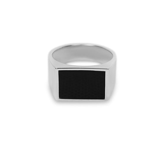 Soda - Rectangular stone ring - black