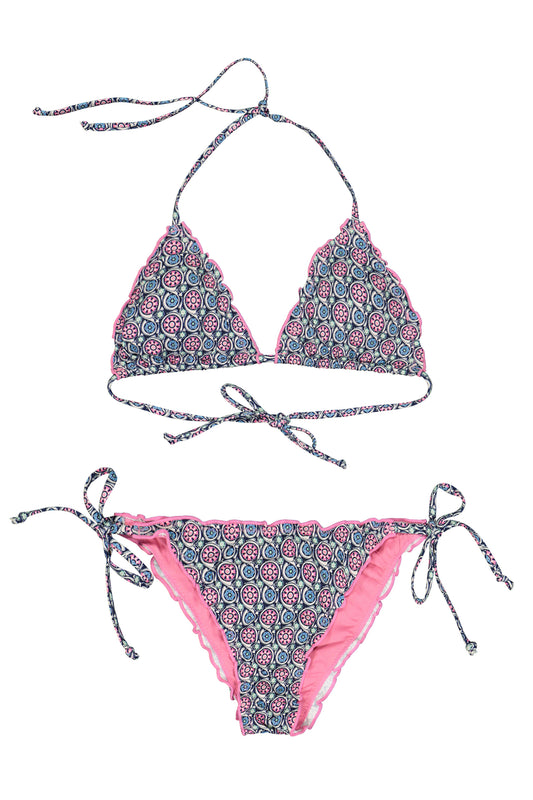 Bikini triangolo fantasia fiore geometrico