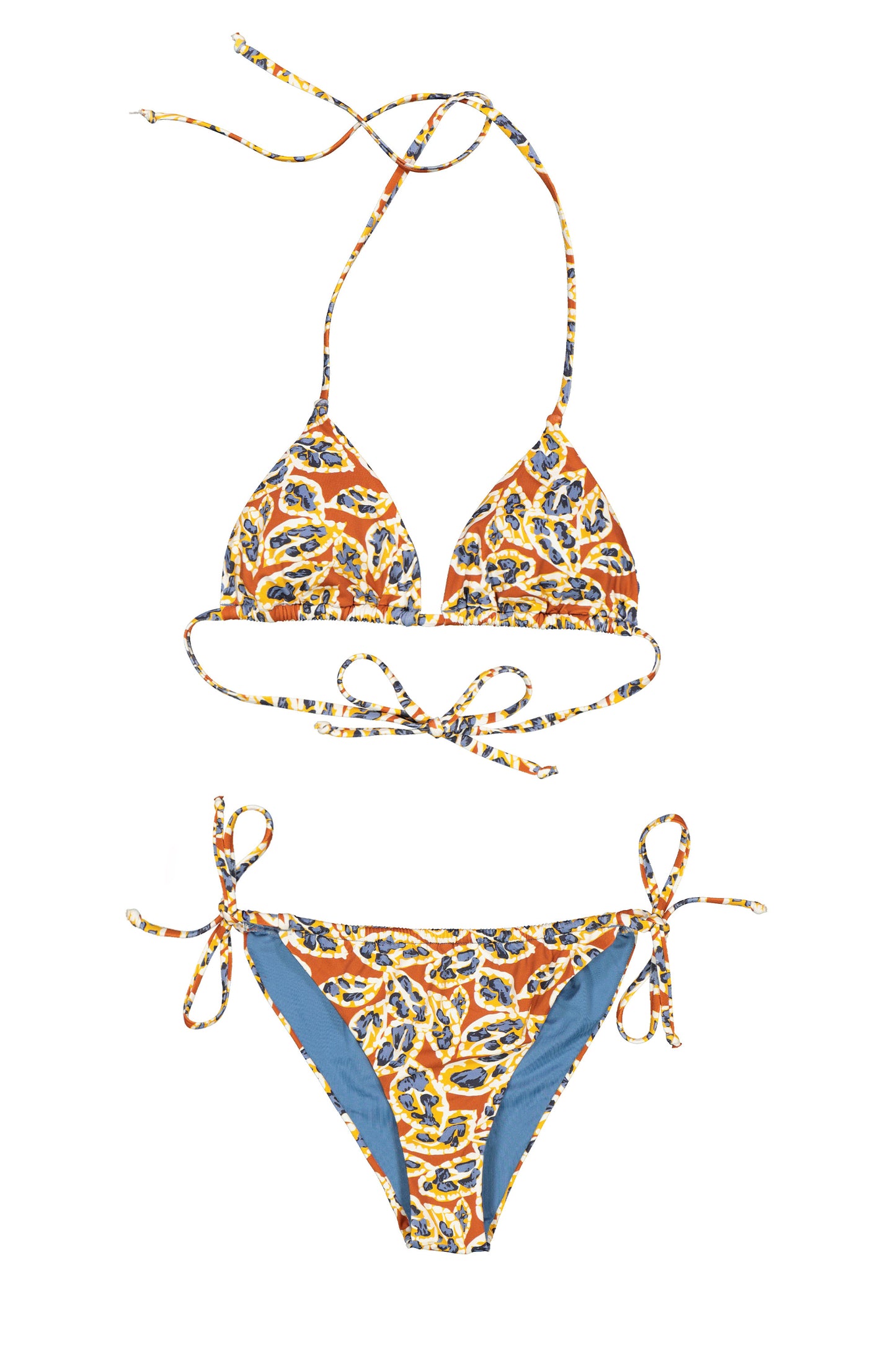 Bikini triangolo - fascia nodo fantasia foglie