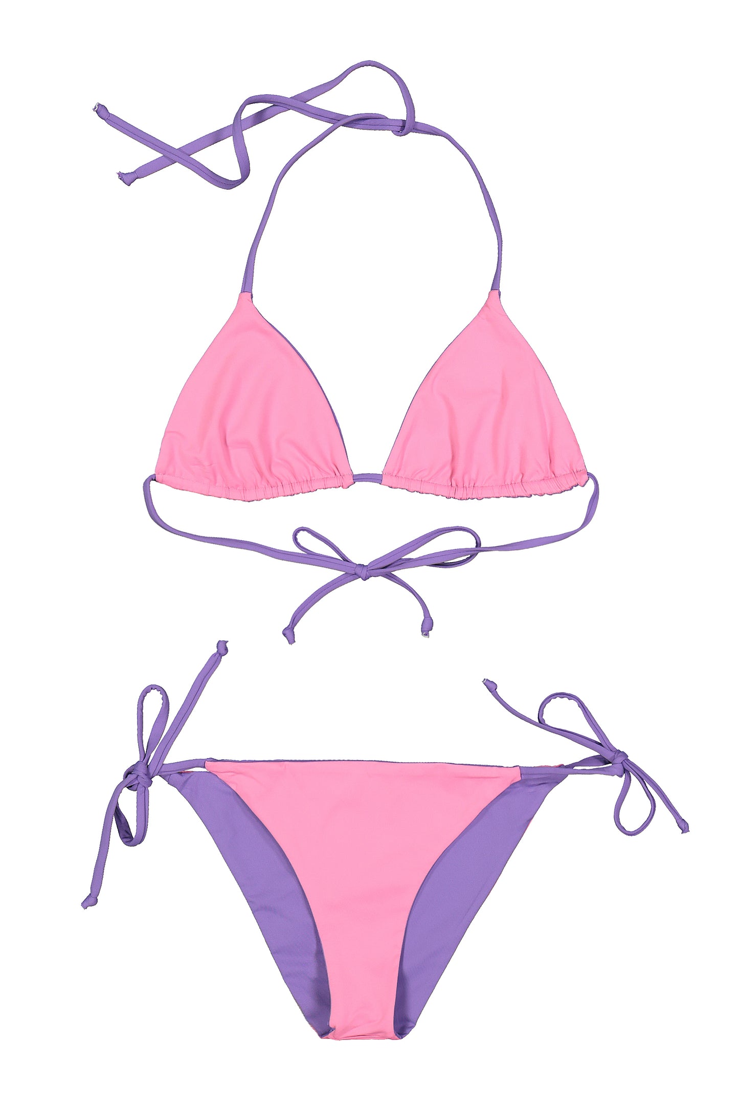 Bikini triangolo - reversibile rosa e  viola