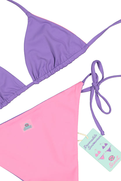 Bikini triangolo - reversibile rosa e  viola