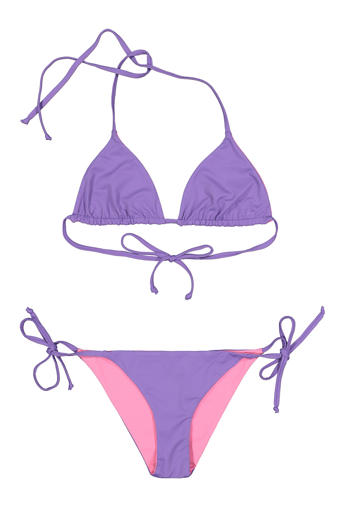 Bikini triangolo - reversibile rosa e  viola