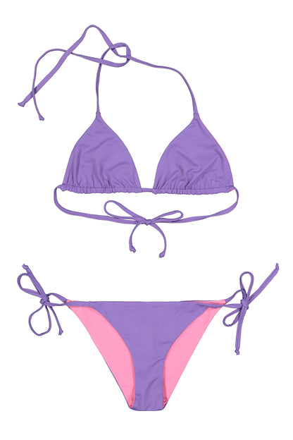 Bikini triangolo - reversibile rosa e  viola