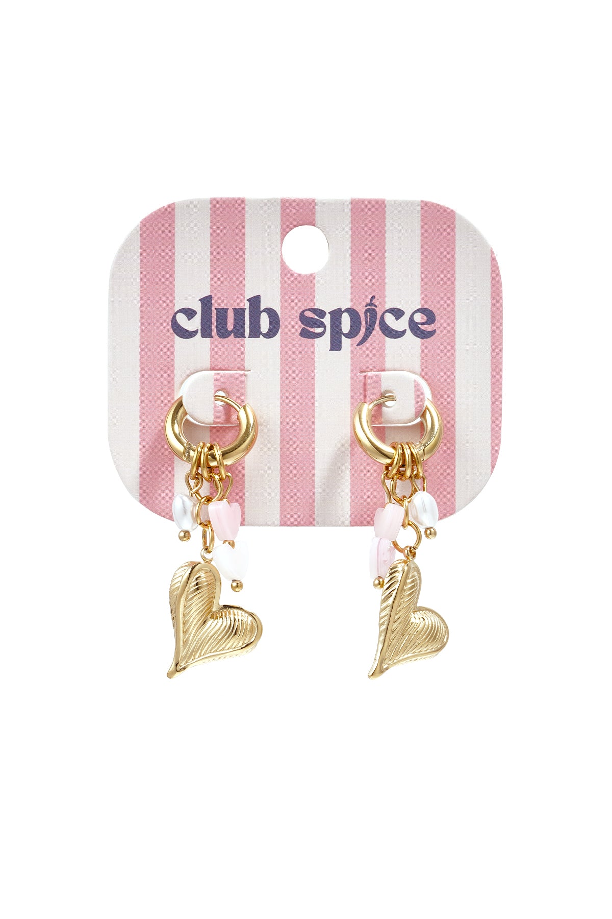 Earrings with hanging beads, pearl and heart