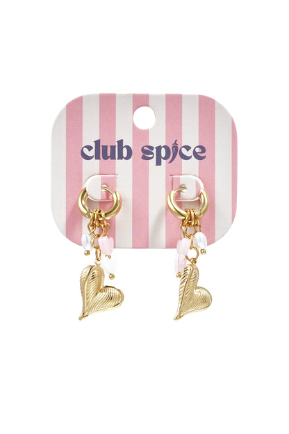 Earrings with hanging beads, pearl and heart