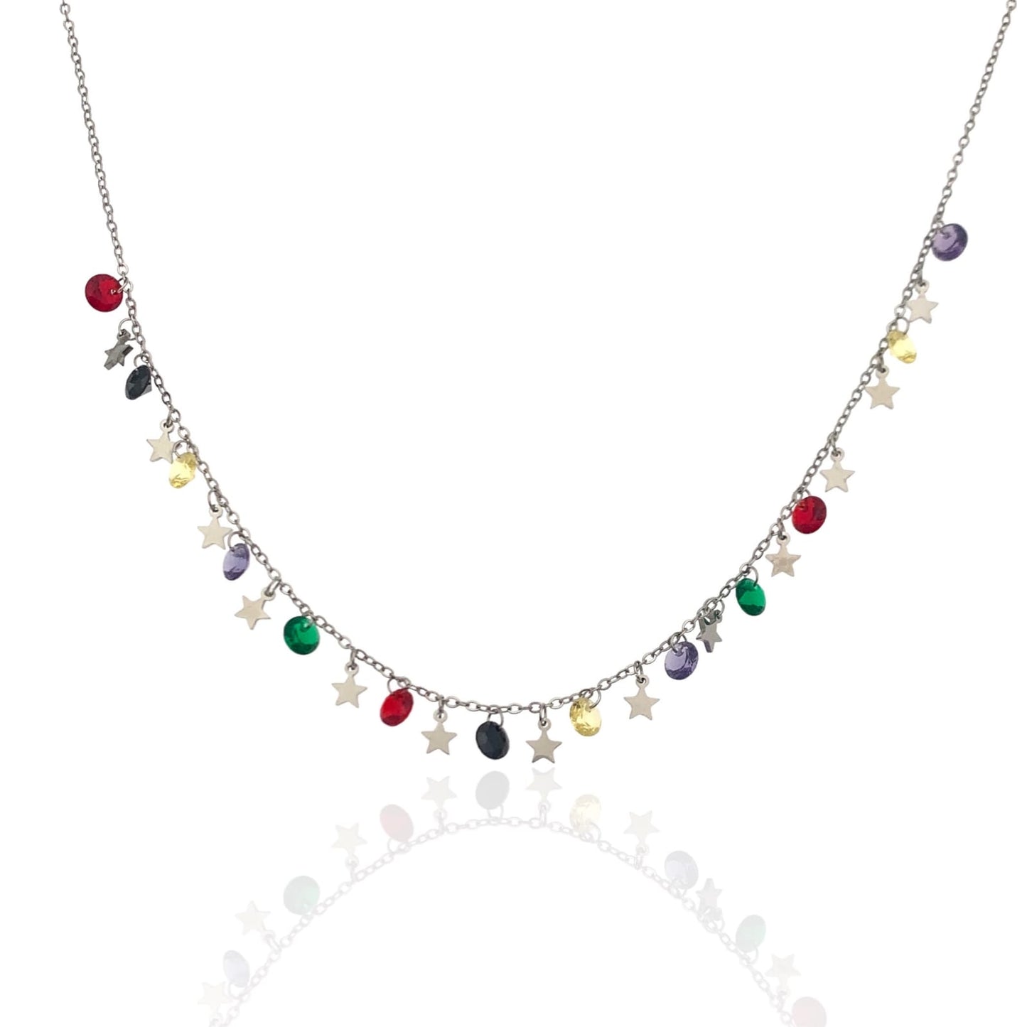 SODABIJOUX - steel necklace with colored pendants - Silver