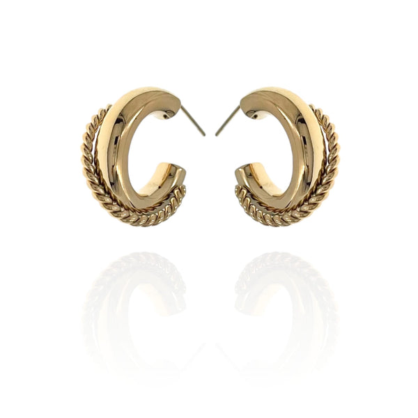 SODABIJOUX - Double steel earrings - smooth with gold twist