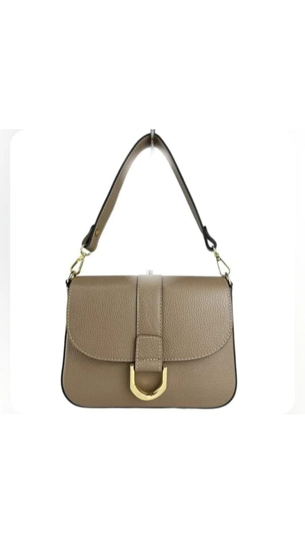 Soda - handbag with genuine leather shoulder strap - Mud
