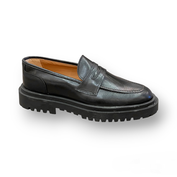 SODA - real leather college moccasin - black